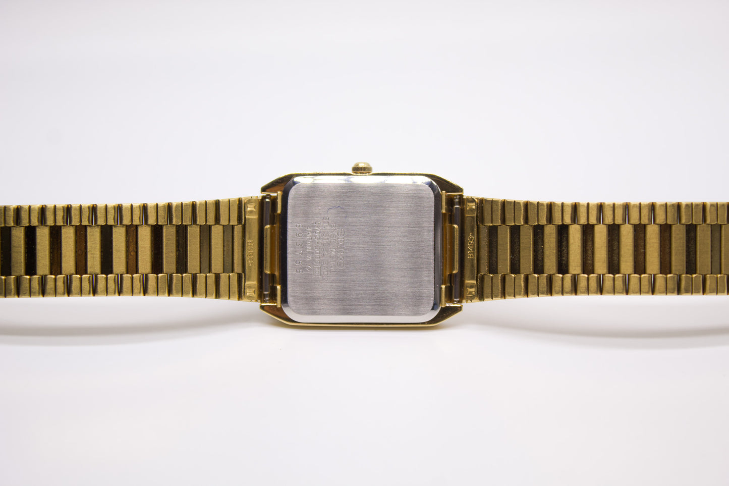 [New Old Stock] 1986 Seiko SX Tank Straight Grain Golden Dial Men's Wrist-Watch Full-Set