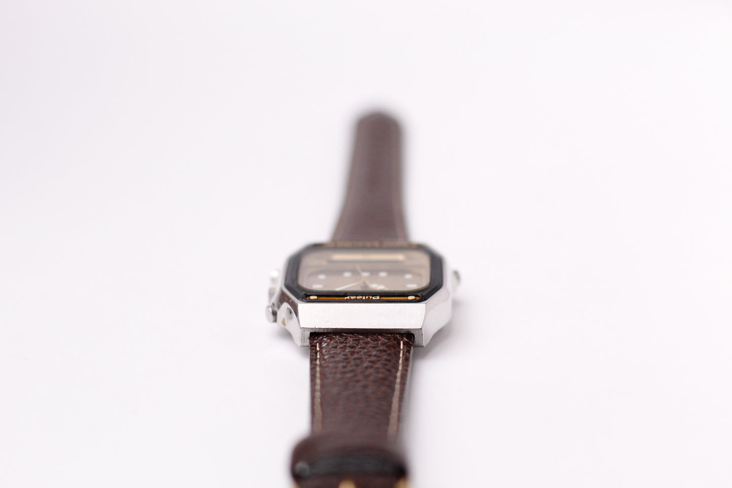 1982 Pulsar Quartz Ana-Digi Straight Grain Golden Dial Men's Wrist-Watch