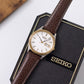 2002 Seiko Quartz Straight Grain Ivory Dial Men's Wrist-Watch W/Box