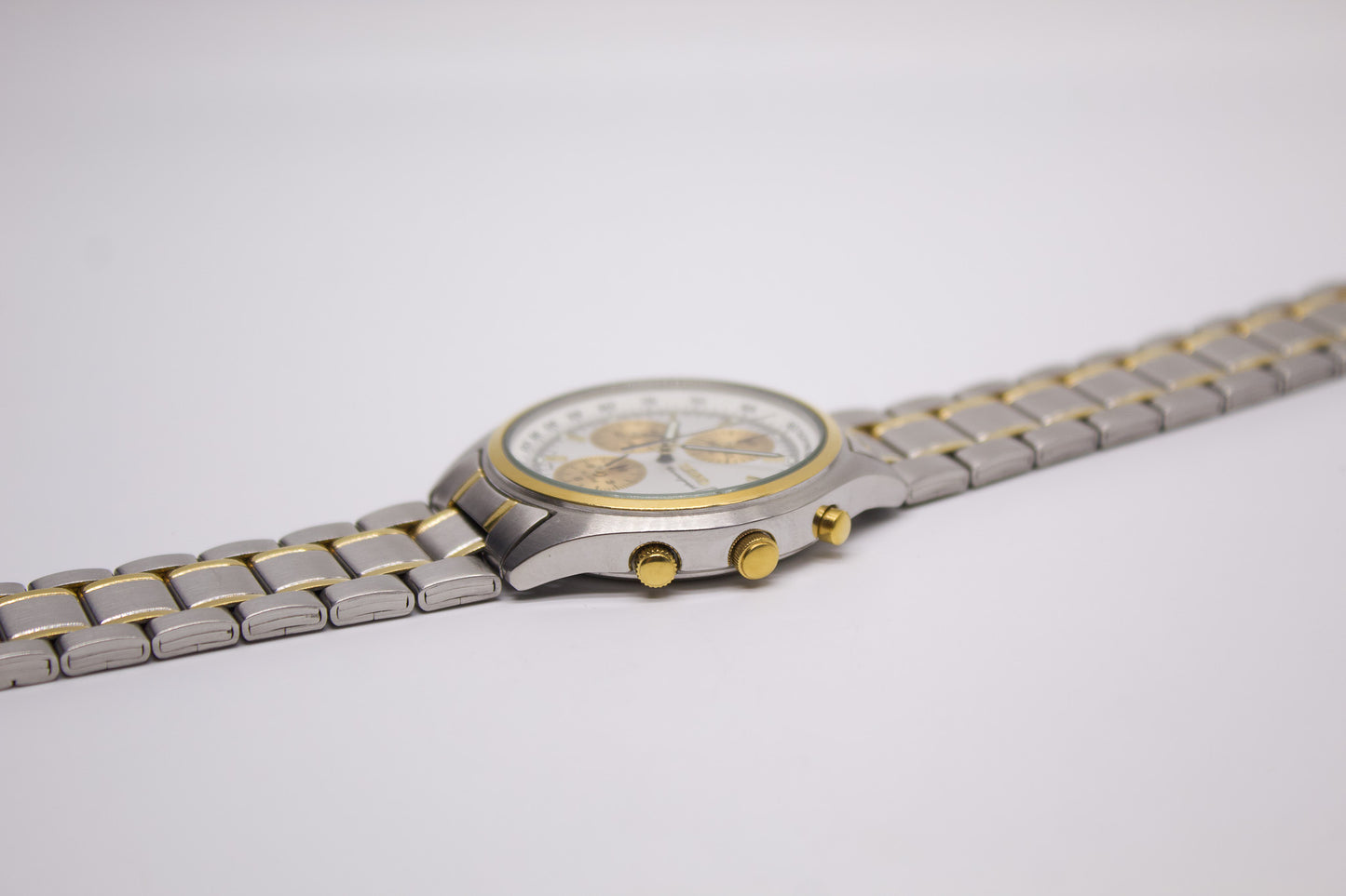 [Near Mint] 1997 Seiko Quartz Alarm-Chronograph Two Tone Men's Wrist-Watch
