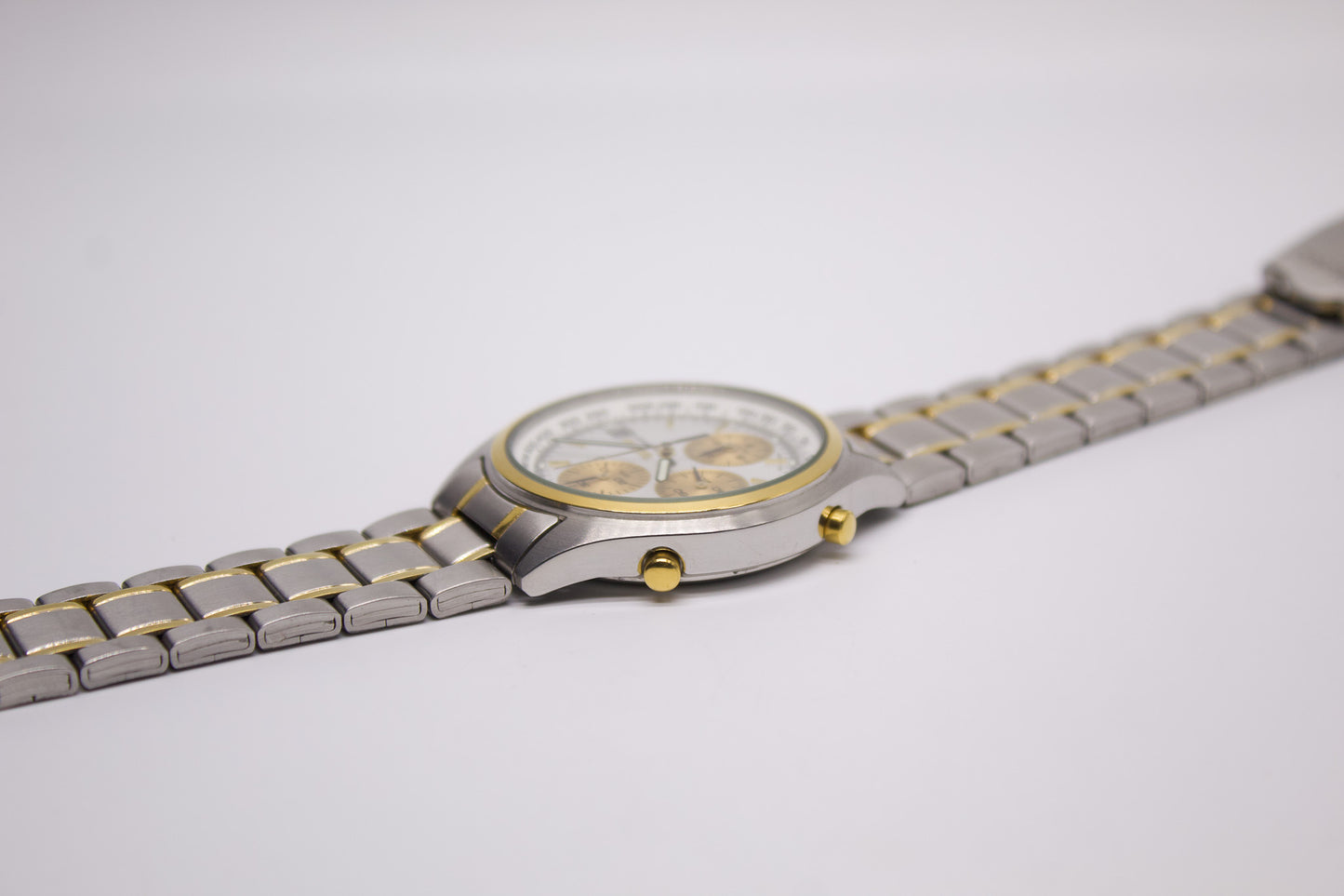 [Near Mint] 1997 Seiko Quartz Alarm-Chronograph Two Tone Men's Wrist-Watch