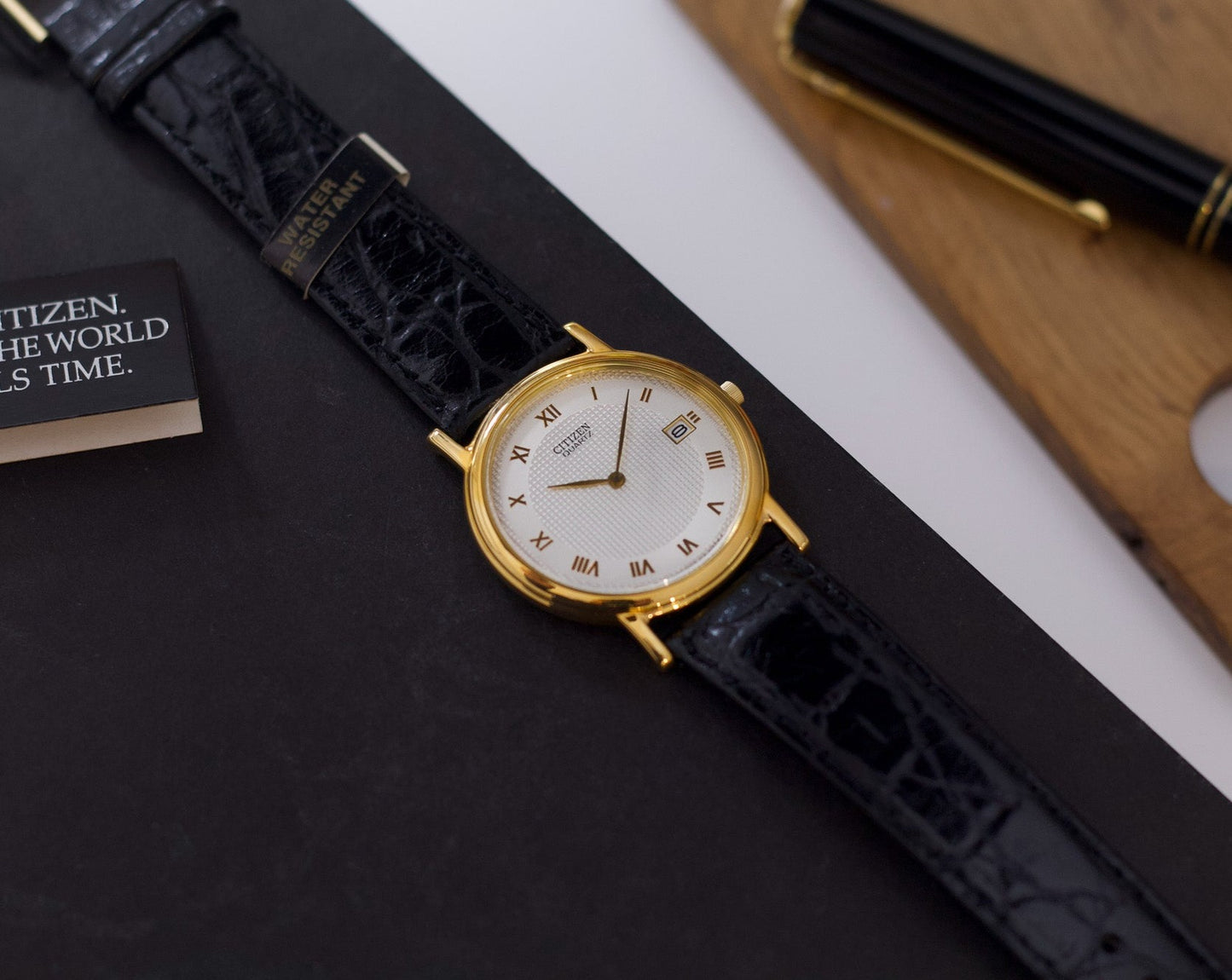 [New Old Stock] 1990s Citizen Guilloché Dial Men's Dress Watch