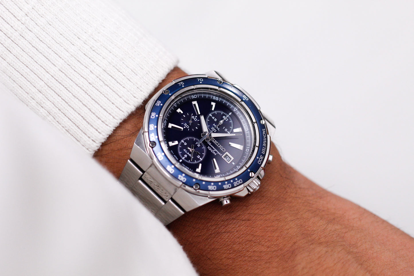 2010 Seiko Quartz Chronograph Marine Blue Dial Men's Wrist-Watch