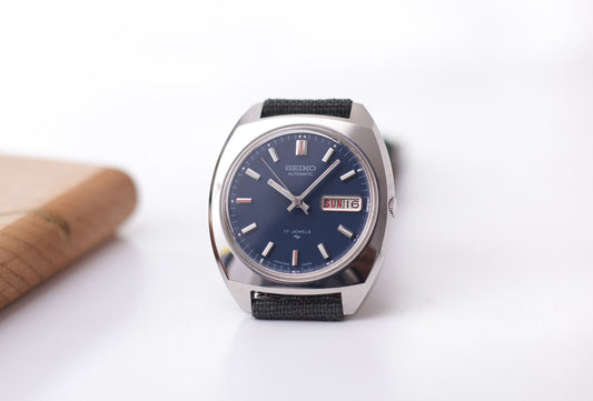 [Serviced] 1973 Seiko Automatic Matte Blue Dial Men's Wrist-Watch