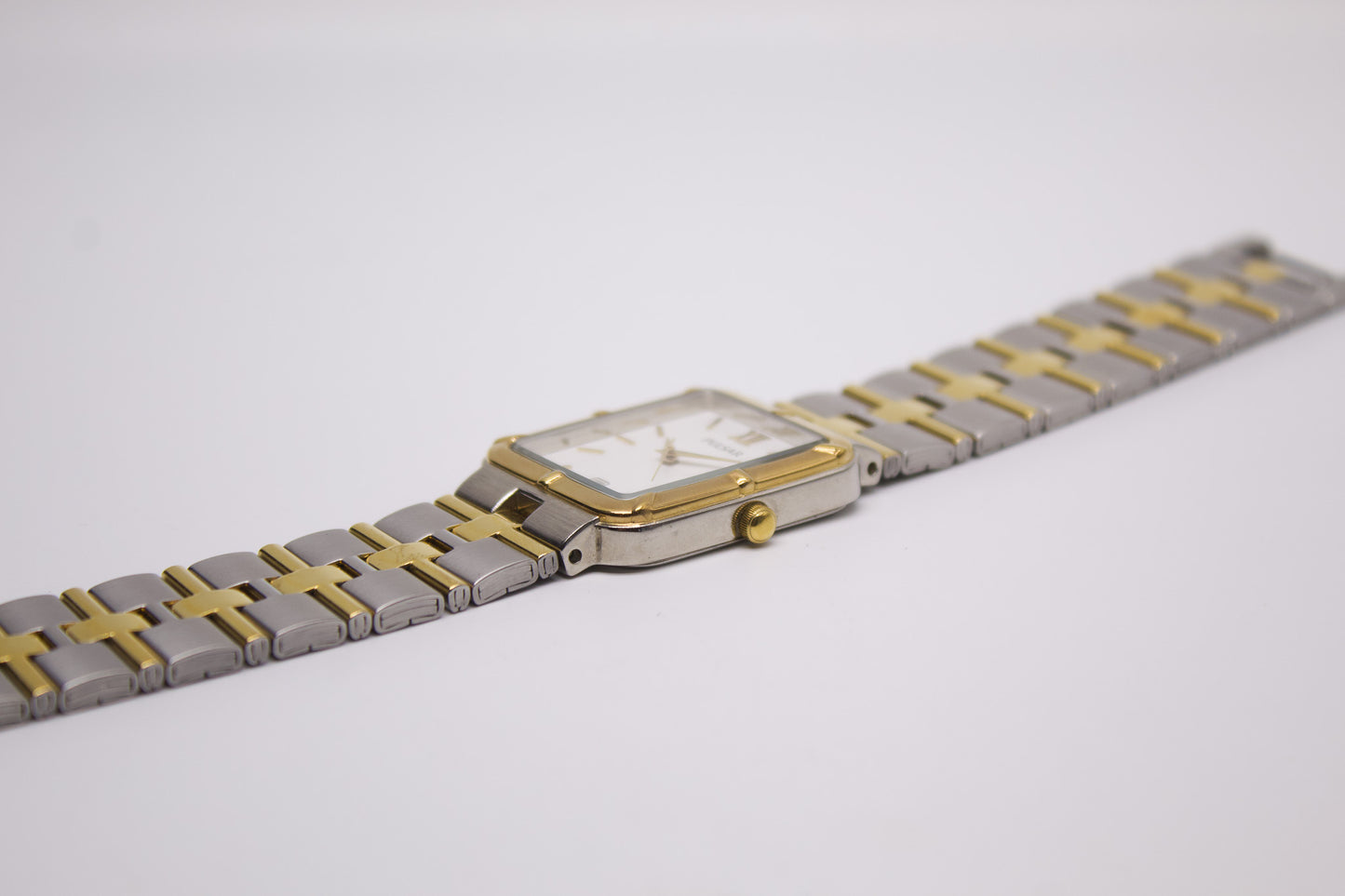 1998 Pulsar Quartz Stark White Dial Two Tone Men's Wrist-Watch W/Box