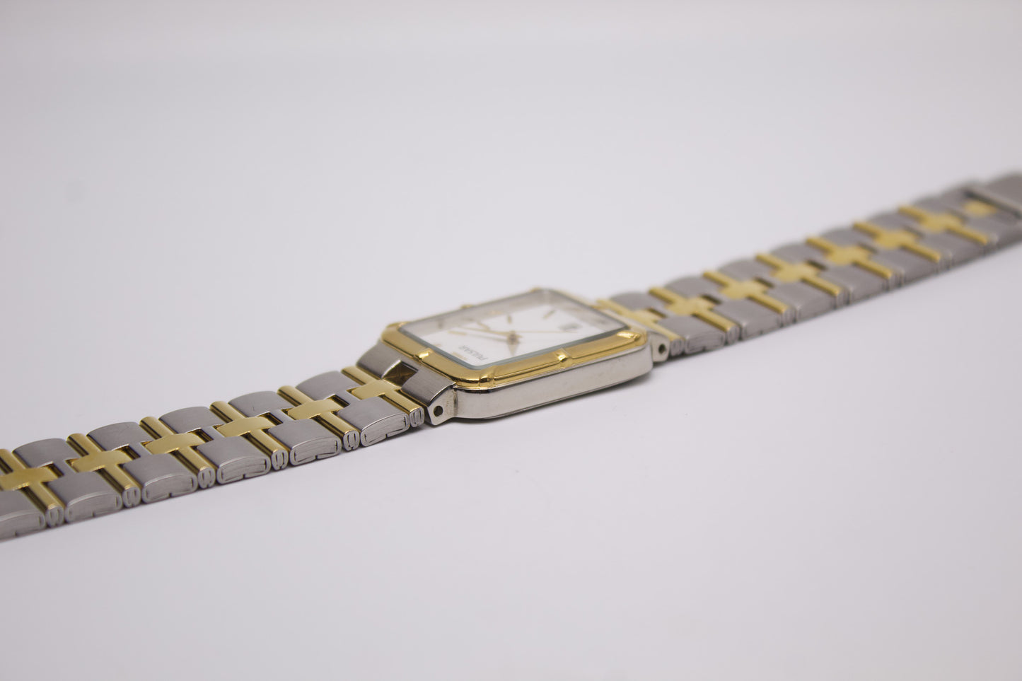 1998 Pulsar Quartz Stark White Dial Two Tone Men's Wrist-Watch W/Box