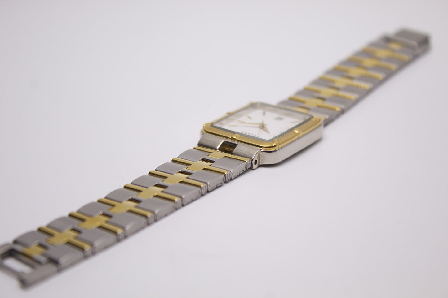 1998 Pulsar Quartz Stark White Dial Two Tone Men's Wrist-Watch W/Box