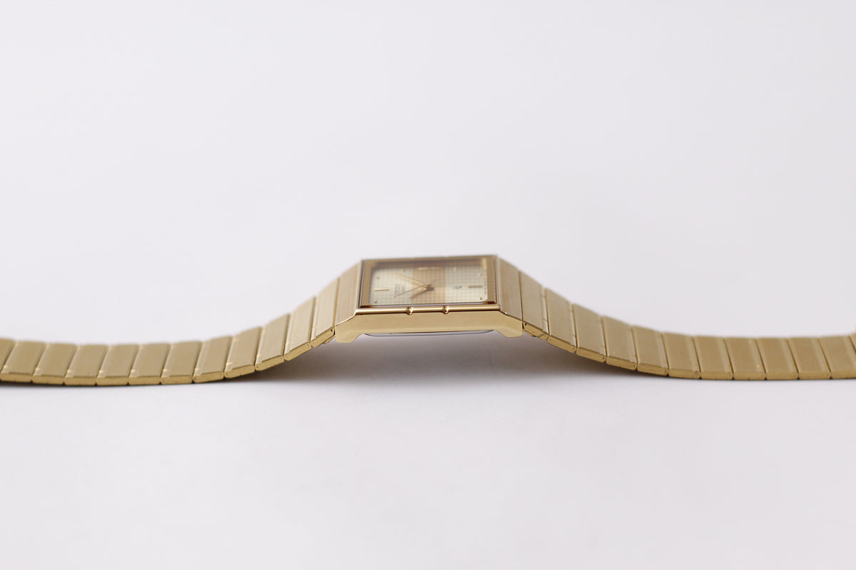 [Near Mint] 1995 Citizen CQ Quartz Two Tone Golden Dial Men's Wrist-Watch