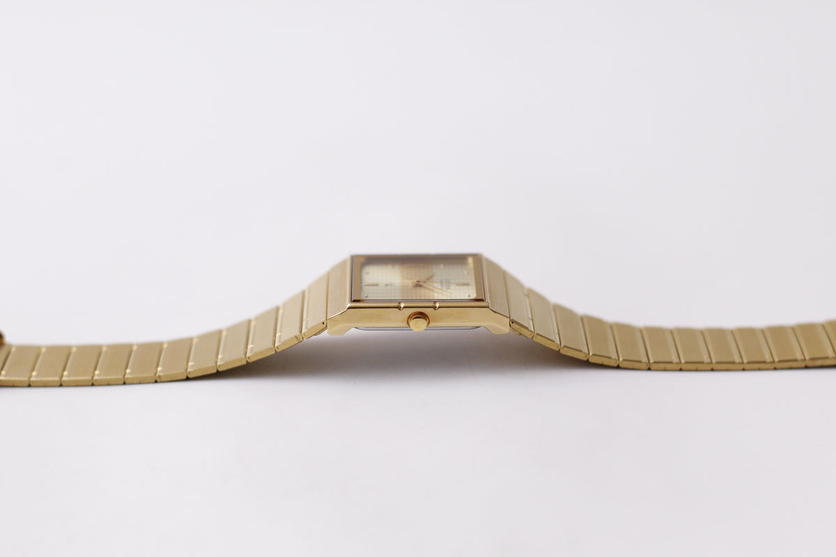 [Near Mint] 1995 Citizen CQ Quartz Two Tone Golden Dial Men's Wrist-Watch
