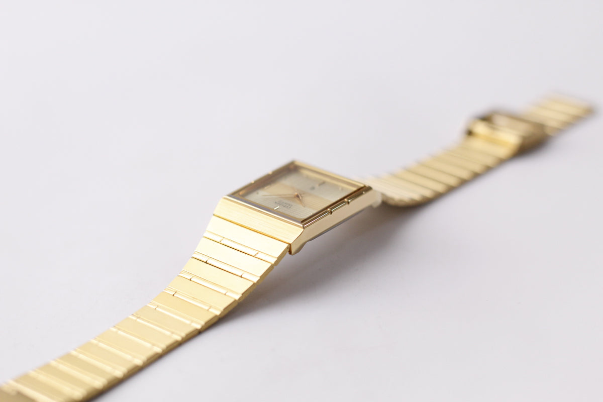 [Near Mint] 1995 Citizen CQ Quartz Two Tone Golden Dial Men's Wrist-Watch