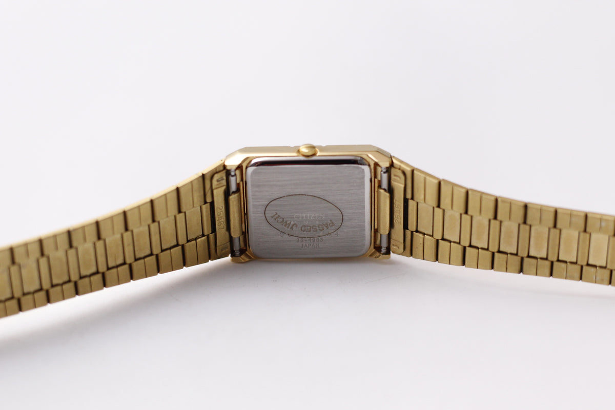 [Near Mint] 1995 Citizen CQ Quartz Two Tone Golden Dial Men's Wrist-Watch