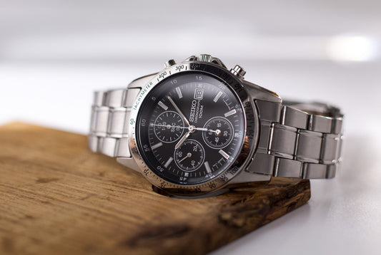 2000s Seiko Quartz Black-Sunburst Chronograph Men's Watch