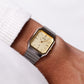 1995 Citizen Quartz Straight Grain Golden Dial Two Tone Men's Wrist-Watch