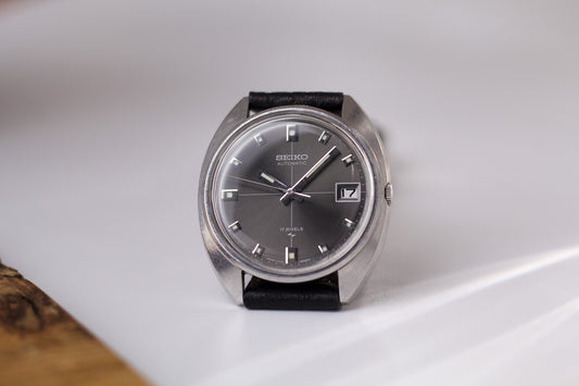 [Serviced] 1970 Seiko Automatic Charcoal Cross-Hair Sunburst Dial Men's Wrist-Watch
