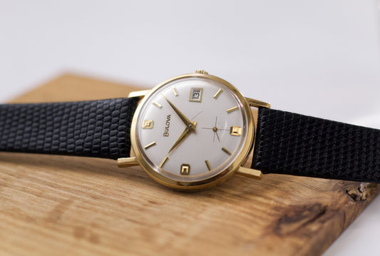 [Serviced] 1958 Bulova Mechanical 'Baby Calatrava' Cream White Dial Men's Wrist-Watch
