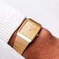 1985 Seiko Quartz Golden Tank Style Men's Wrist Watch W/Box