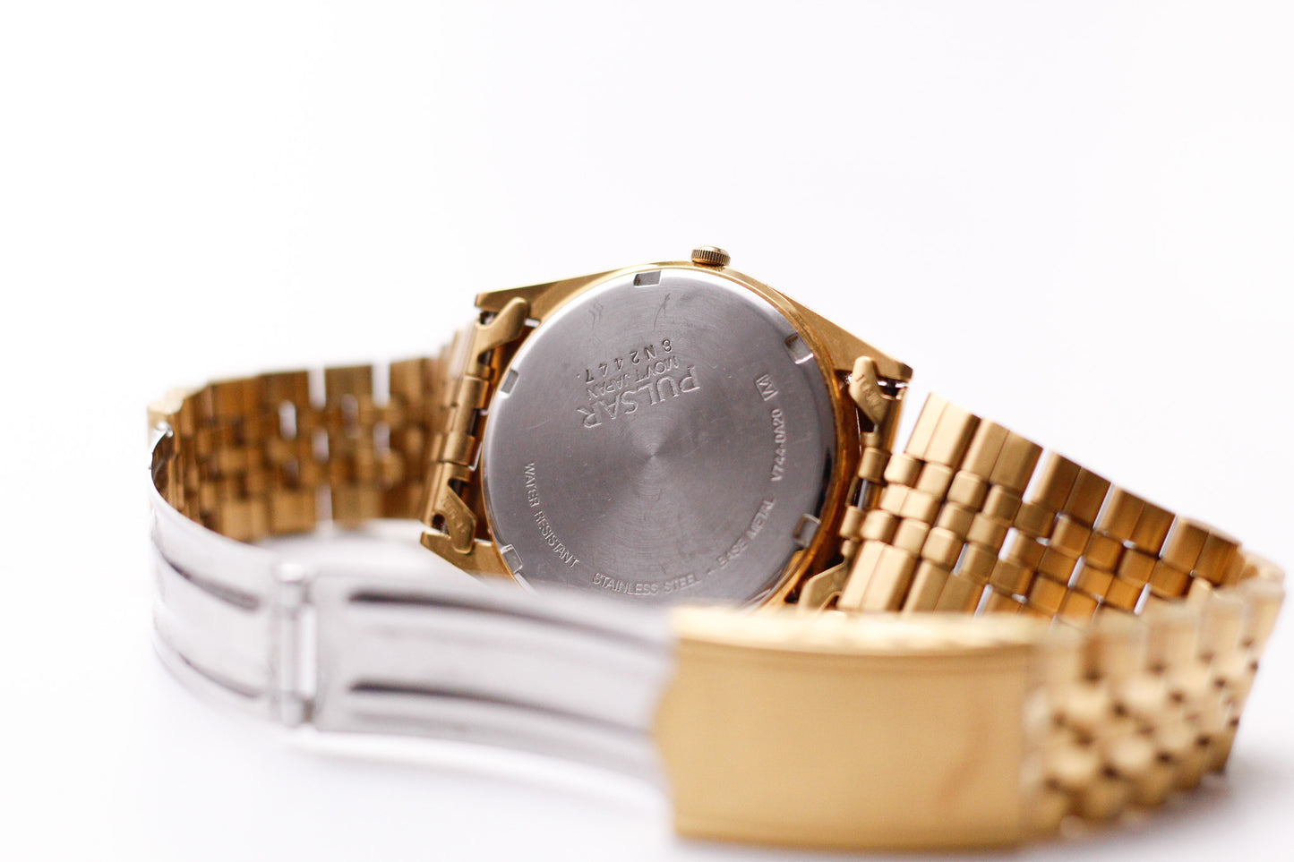 1998 Pulsar Quartz 'Baby Presidential' Black Sunburst Dial Men's Wrist-Watch