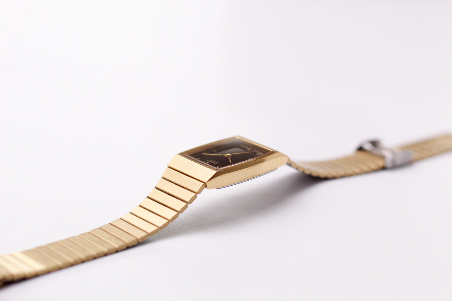 1988 Seiko Quartz Inky Black Dial Tank Men's Wrist-Watch