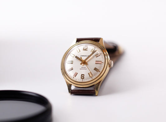 [Serviced] 1972 Caravelle Mechanical Silver Sunburst Dial Men's Wrist-Watch