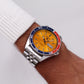 [Rare] 1980 Pulsar Quartz 'Pogue' Orange Sunburst Dial Men's Wrist-Watch