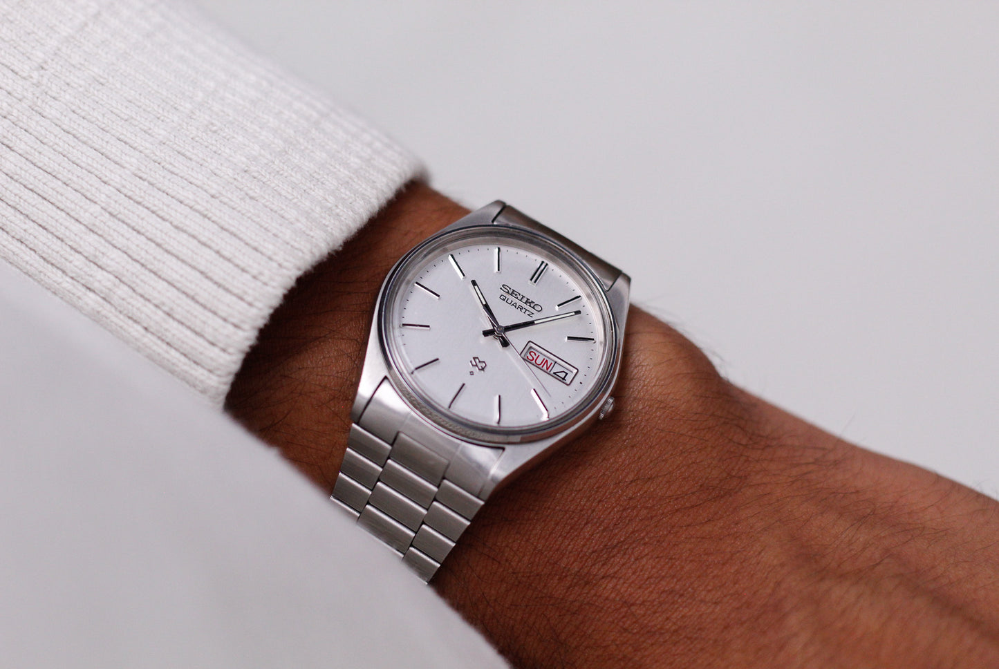 1979 Seiko SQ Straight Grain Silver Dial Men's Wrist-Watch