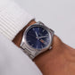 1998 Seiko Quartz Marine Blue Sunburst Grain Dial Men's Wrist-Watch