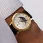 1991 Pulsar Quartz Moonphase Golden Dial Men's Wrist-Watch