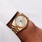 2003 Seiko Quartz Champagne Sunburst Dial Baby -Day-Date Men's Wrist-Watch W/Box & Papers