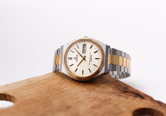 1990s Lorus Quartz Champagne Sunburst Dial Two Tone Case Men's Wrist-Watch