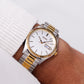 [Mint] Two Tone Seiko Quartz Straight Silver Dial Men's Wrist-Watch W/Box
