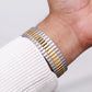 [Mint] Two Tone Seiko Quartz Straight Silver Dial Men's Wrist-Watch W/Box