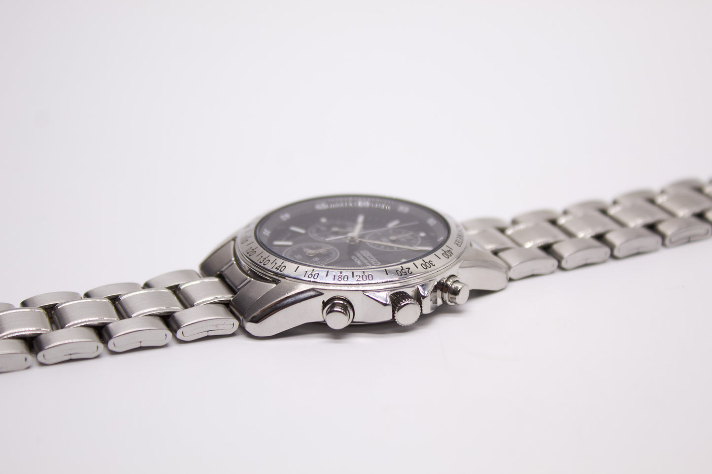 2000s Seiko Quartz Black-Sunburst Chronograph Men's Watch