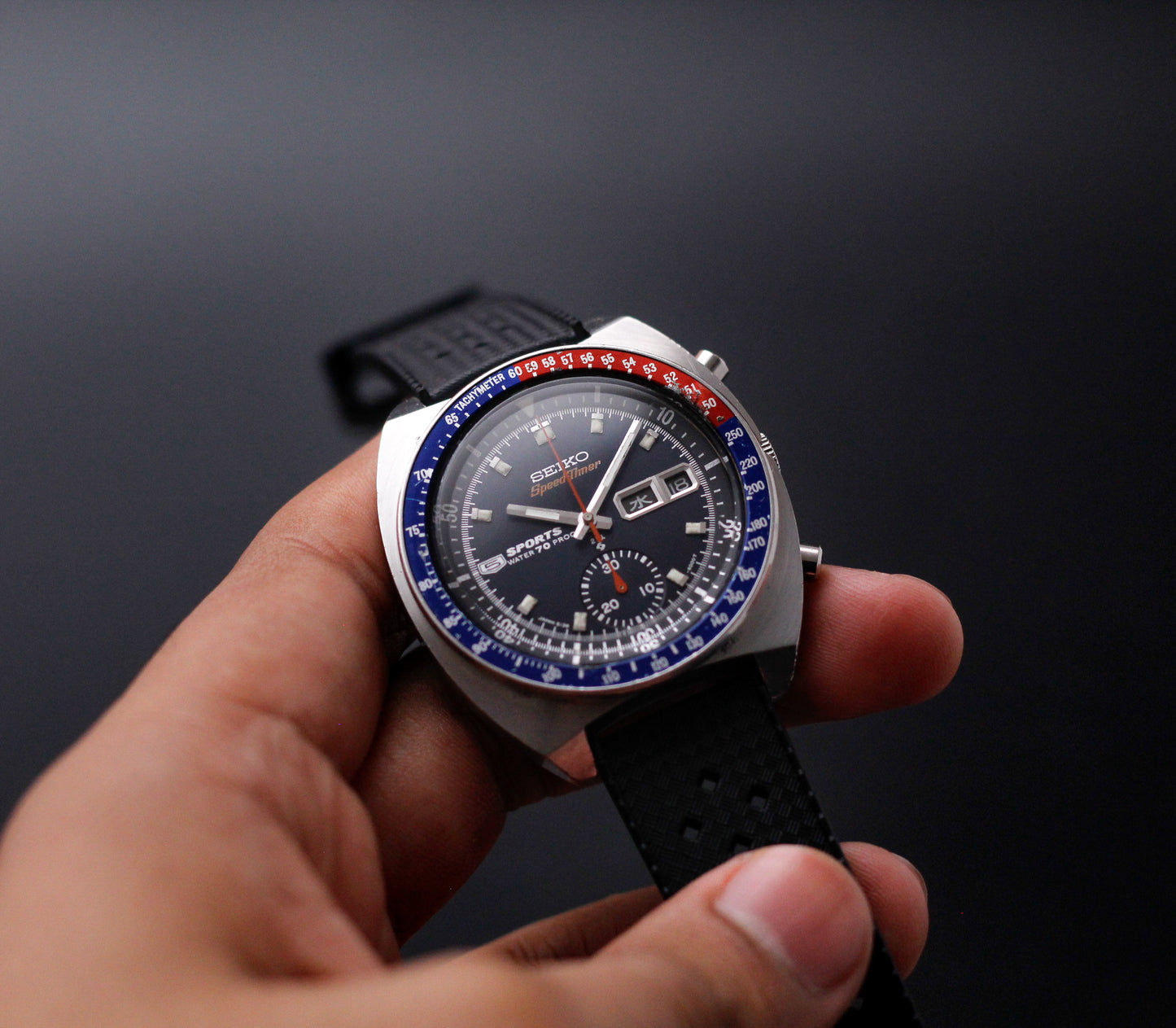 [Serviced] 1970 JDM Seiko Speedtimer Automatic Chronograph Deep Blue Dial Men's Wrist Watch