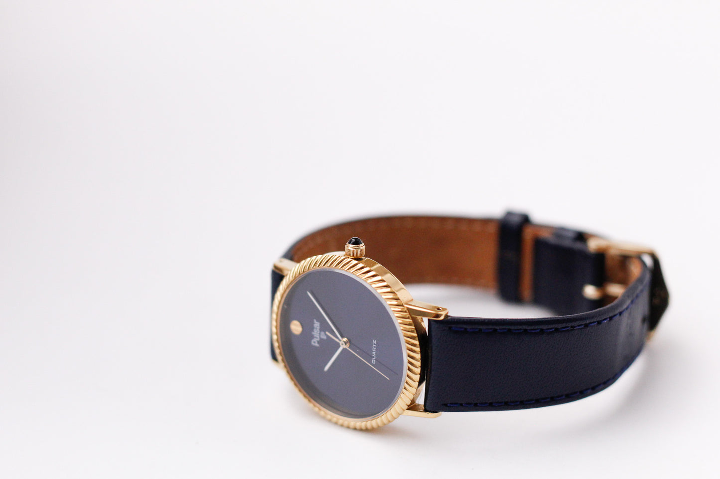 1980 Pulsar Quartz Marine Blue Sunburst Dial Men's Wrist-Watch