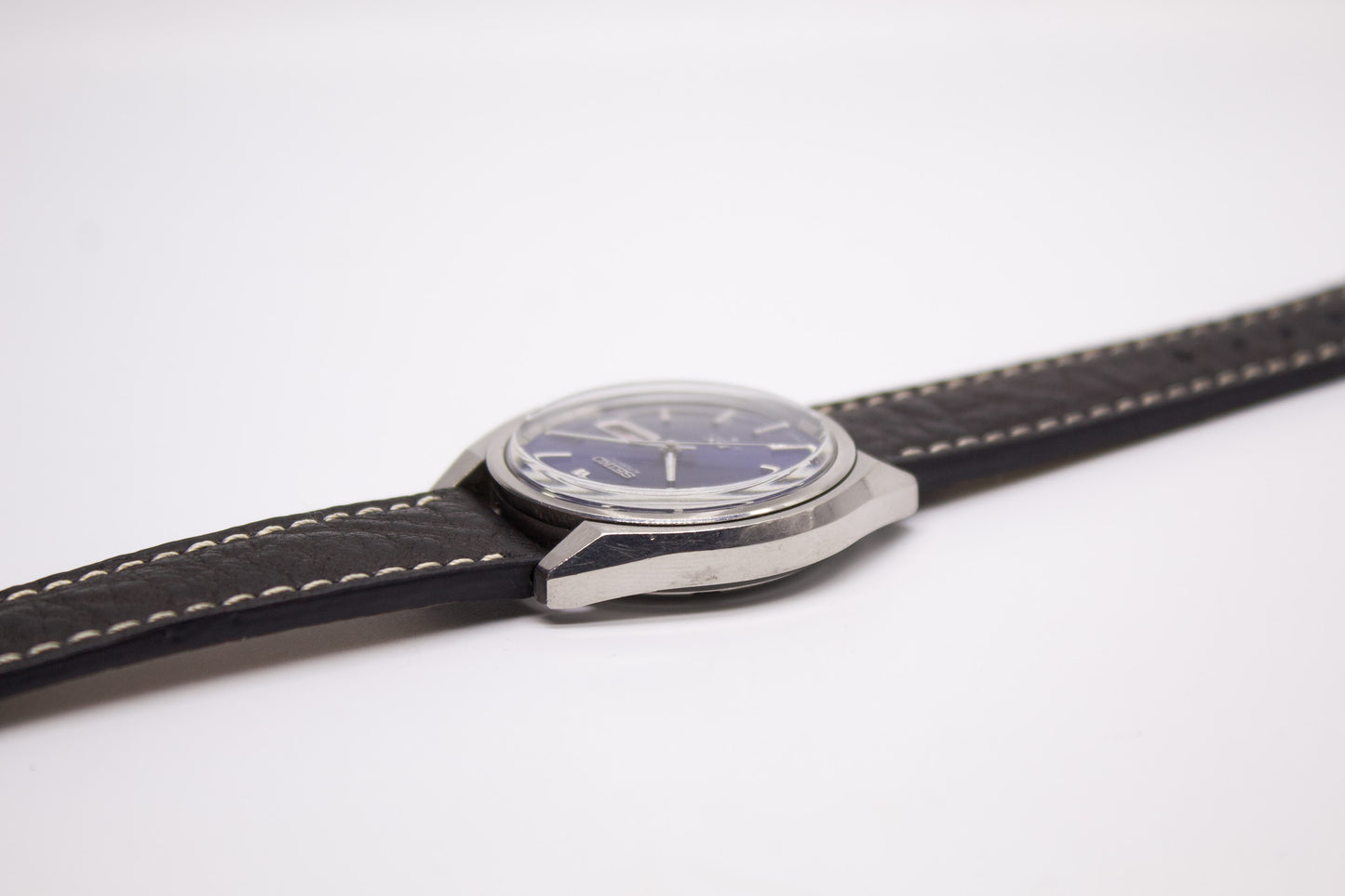[Serviced] 1975 Seiko DX Automatic Marine Blue Sunburst Dial Men's Wrist-Watch