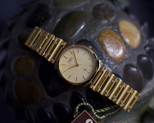 [NOS] 1990s Citizen CQ Gold Toned Quartz Men's Wrist-Watch