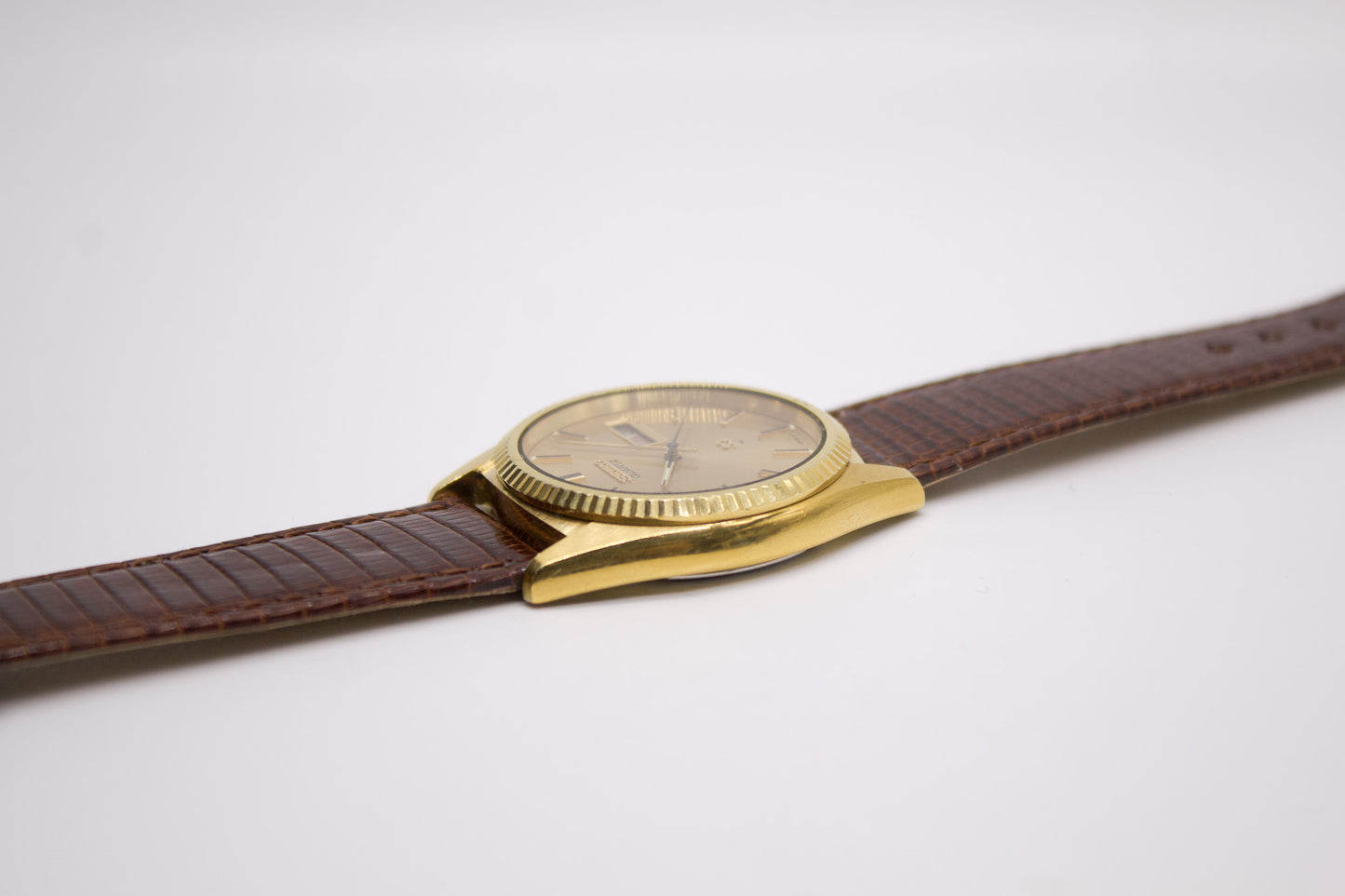1980 Seiko Quartz 'Baby Day-Date' Golden Sunburst Dial Men's Wrist-Watch