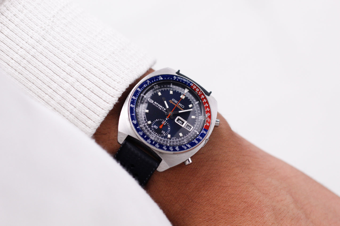 [Serviced] 1970 JDM Seiko Speedtimer Automatic Chronograph Deep Blue Dial Men's Wrist Watch