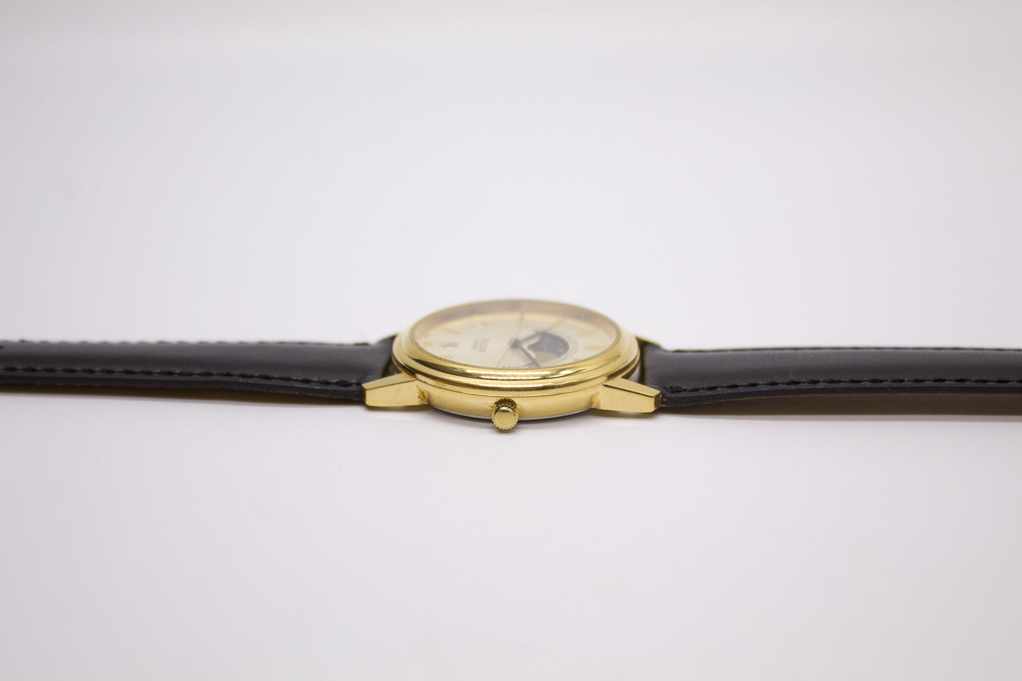 1991 Pulsar Quartz Moonphase Golden Dial Men's Wrist-Watch