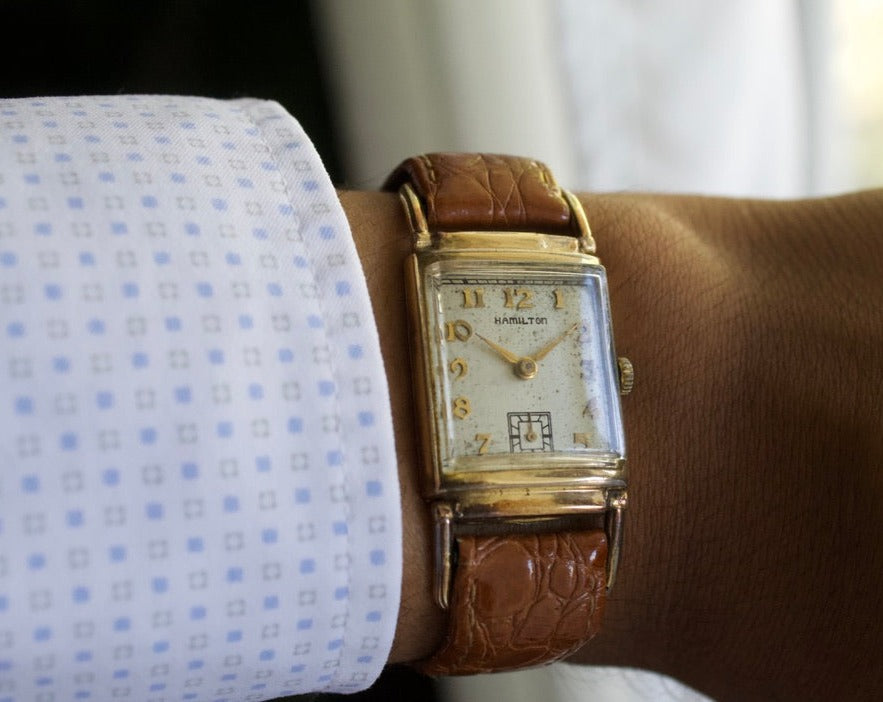 Vintage 1943 14K Gold Filled Hamilton Tank Style