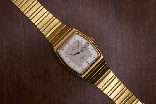 Vintage 1980's Hamilton Quartz Swiss Made Men's Wristwatch 7 Jewels