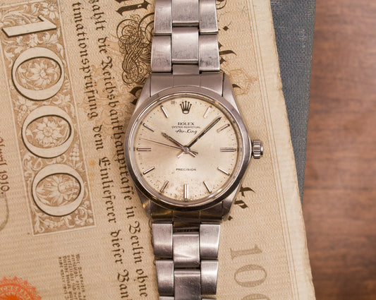 1967 Rolex Air King Silver Sunburst Men's Wrist-Watch
